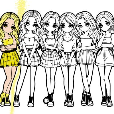 a group of girls realistic