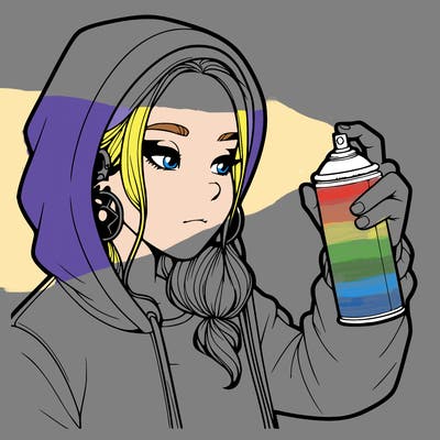 a realistic girl, spray painting