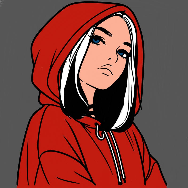 a realistic girl in a hoodie