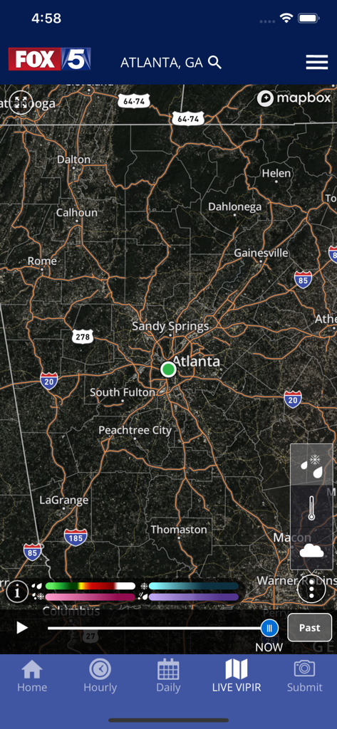 Interactive weather radar map of Atlanta from the FOX 5 Storm Team app