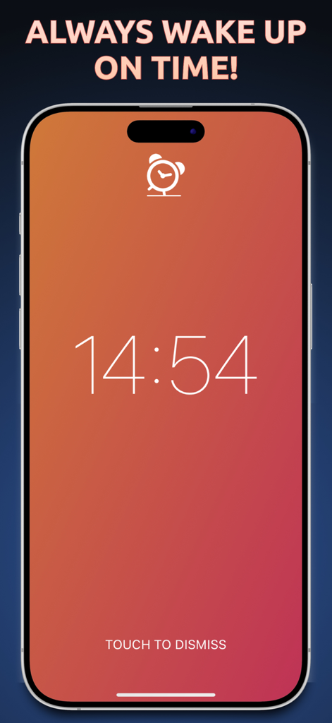 Alarm Clock App: myAlarm Clock - App myAlarm Clock che mostra una sveglia attiva su uno smartphone con uno sfondo colorato sfumato.