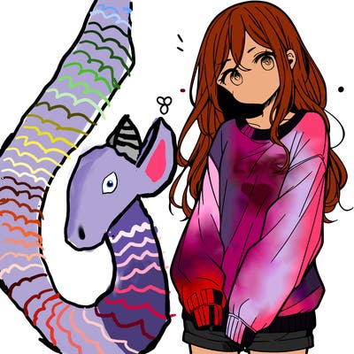 manga teen girl  in a sweater and baggy pants