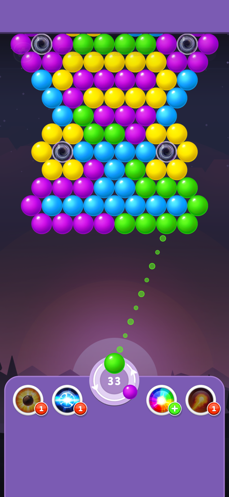 ‎Bubble Shooter Rainbow - Gameplay of Bubble Shooter Rainbow featuring colorful bubbles and an aiming trajectory line