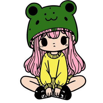 a girl wearing a frog hat and some frog socks