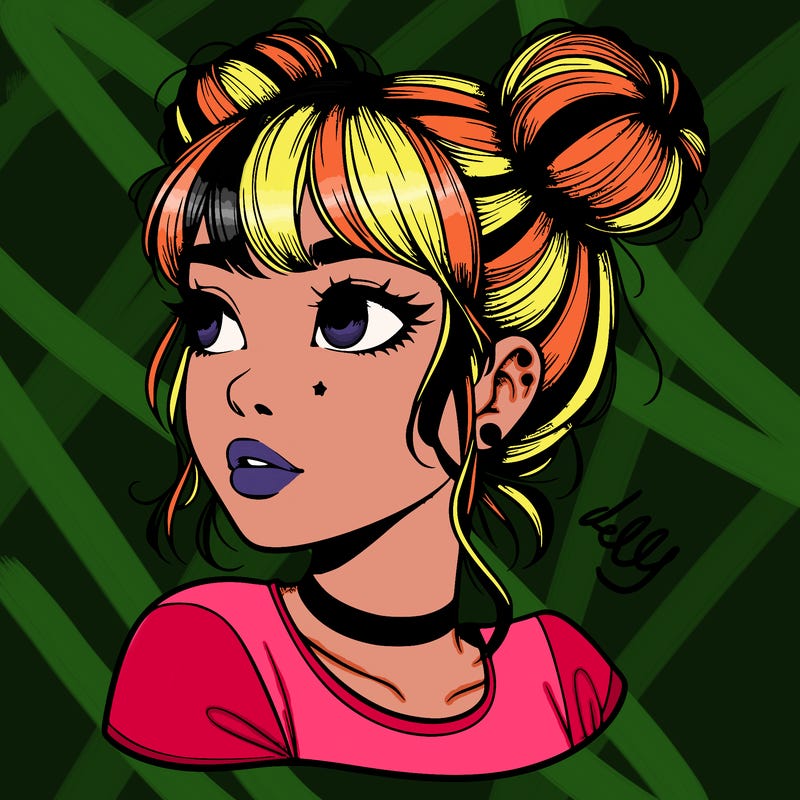 realistic girl with spacebuns