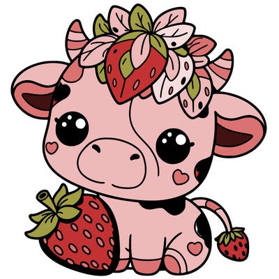 cute strawberry cow