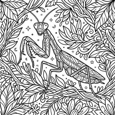 Discover the serene beauty of the praying mantis with this specially designed coloring page for seniors. Its clear, bold outlines and rich natural details offer both relaxation and engaging cognitive stimulation.