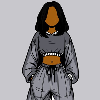 realistic girl faceless with baggy pants and a crop top