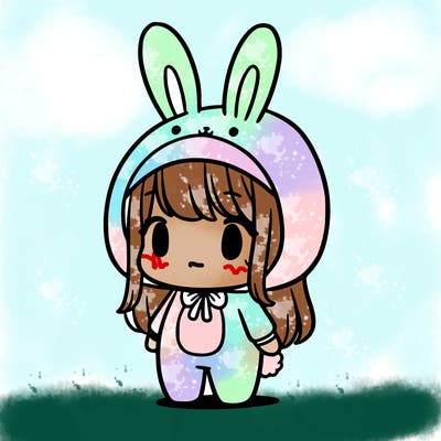 a girl in a bunny costume