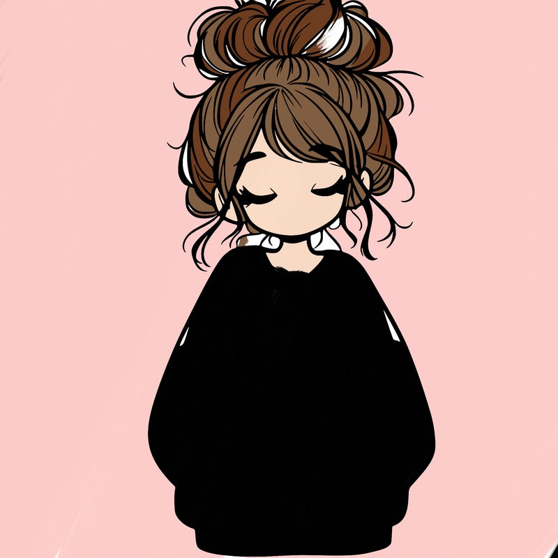 girl with baggy sweatshirt and messy bun