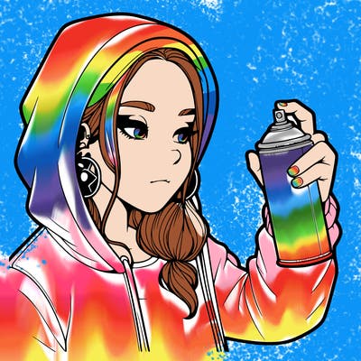 a realistic girl, spray painting