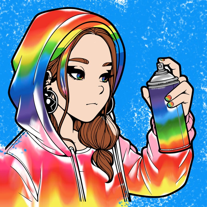 a realistic girl, spray painting