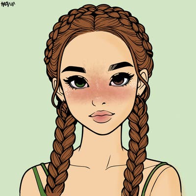realistic girl with braids
