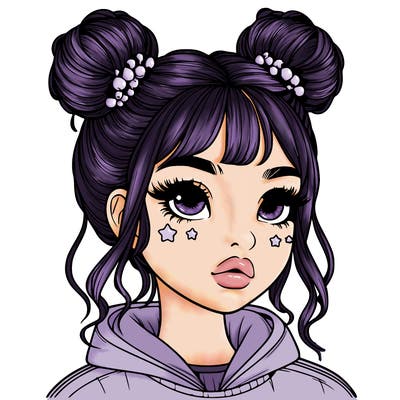 realistic girl with space buns