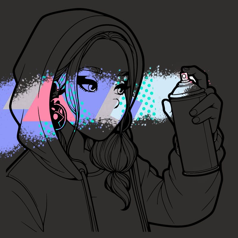 a realistic girl, spray painting