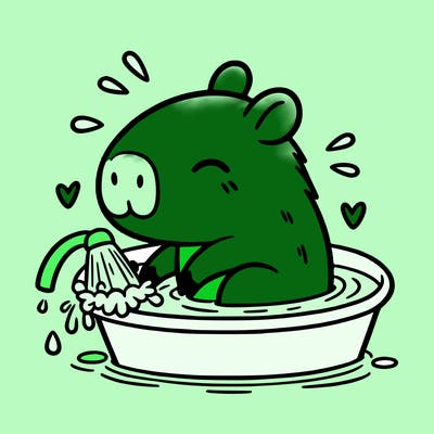 capybara taking a bath