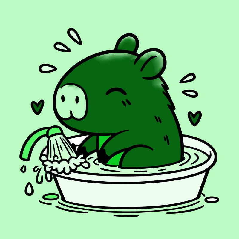 capybara taking a bath