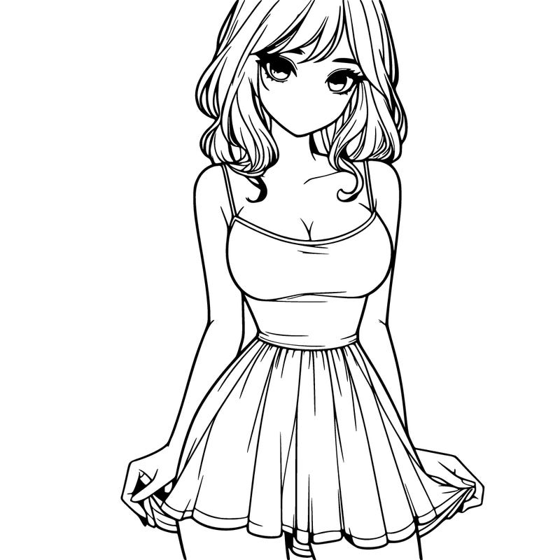 realistic girl in short dress