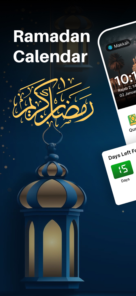Ramadan Calendar 2025 Pro - Ramadan Calendar 2025 Pro app screenshot featuring a traditional lantern and countdown widget