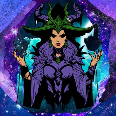 realistic evil sorceress fantasy chaos