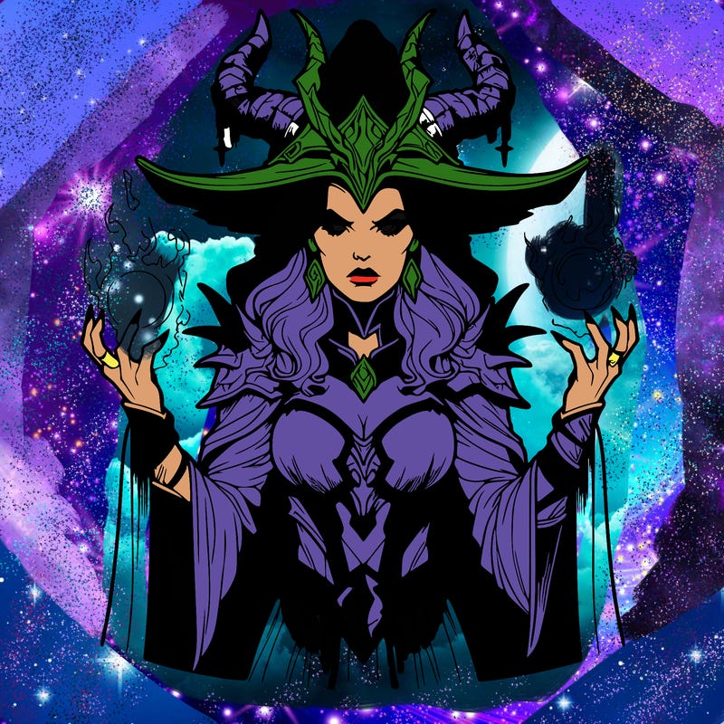 realistic evil sorceress fantasy chaos