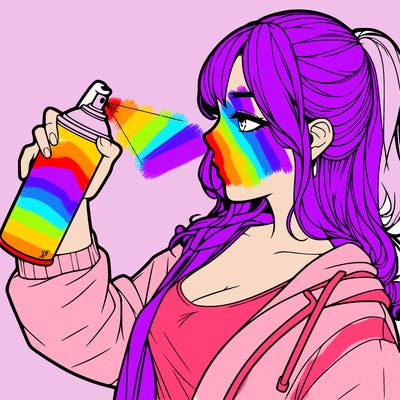 a realistic girl spray, painting