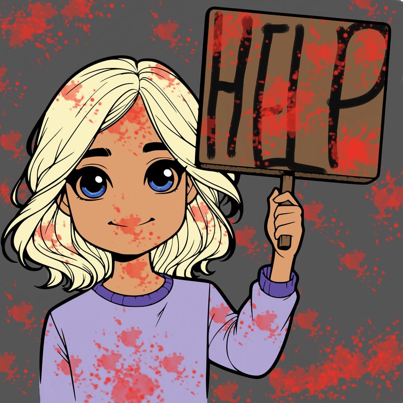 realistic girl holding up a sign