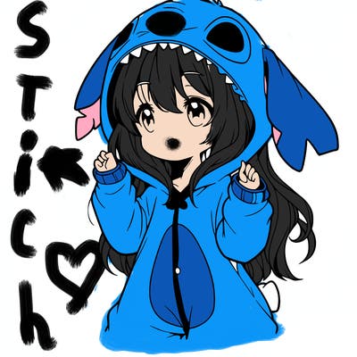 anime girl in a stitch onsie