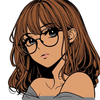 manga woman character with glasses and nice lips