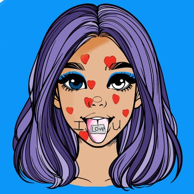 realistic girl with her tongue out