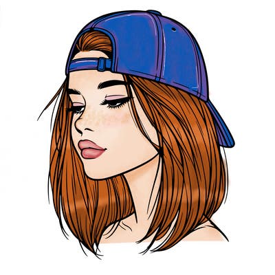 realistic  girl with a backwards hat