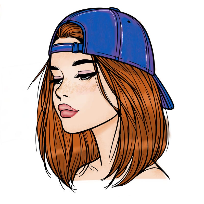 realistic  girl with a backwards hat