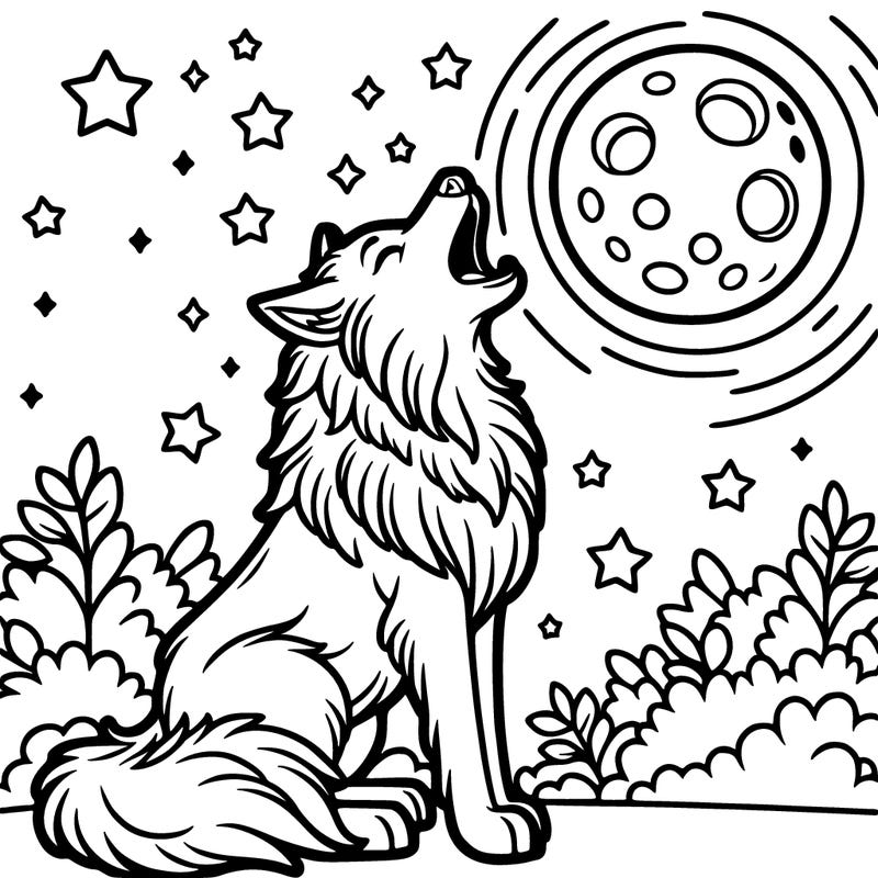 a wolf howling at the moon