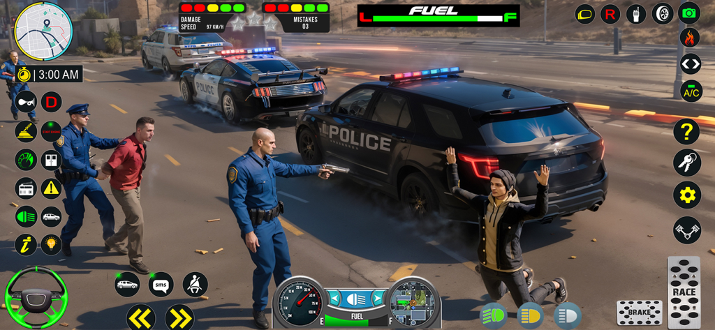 Cop Car Chase Police Simulator - Police officers arresting suspects on a city street in Cop Car Chase Police Simulator gameplay.