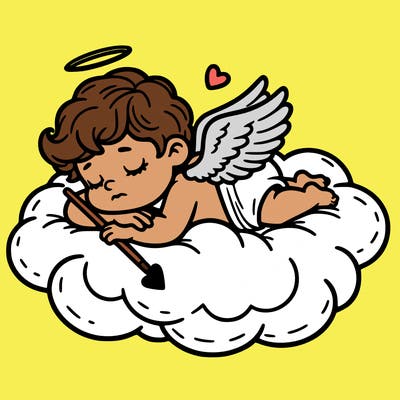 cupid asleep on a cloud