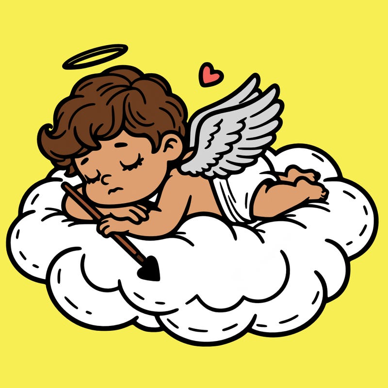 cupid asleep on a cloud