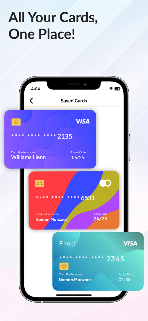 Digital wallet interface on an iPhone showing multiple saved credit and loyalty cards for easy organization.