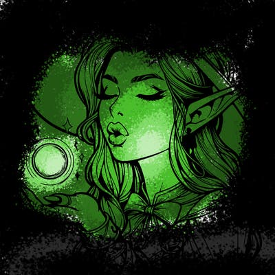 realistic elf casting a spell with lips