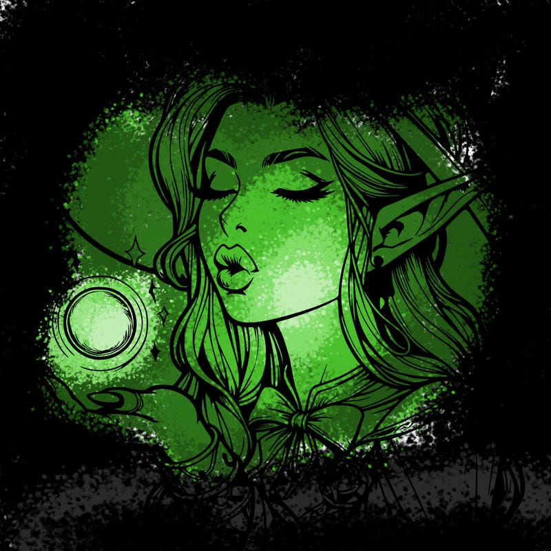 realistic elf casting a spell with lips