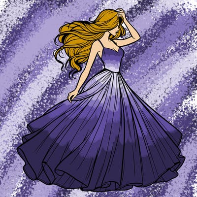 realistic woman with dress flowing in the wind