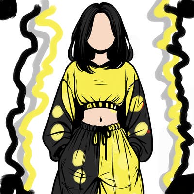 realistic girl faceless with baggy pants and a crop top