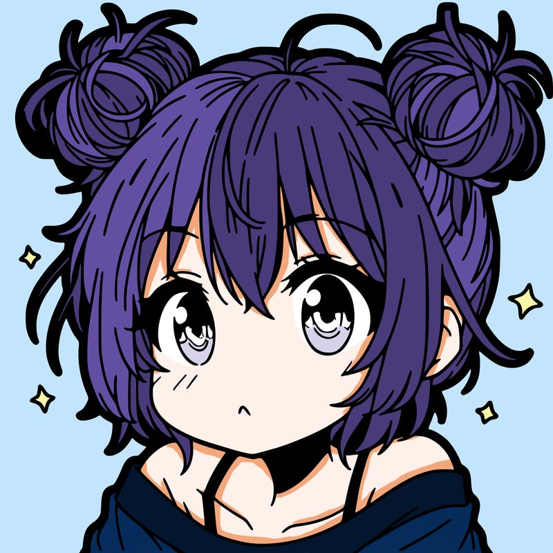 a manga girl with messy small buns