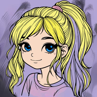 realistic girl with ponytail