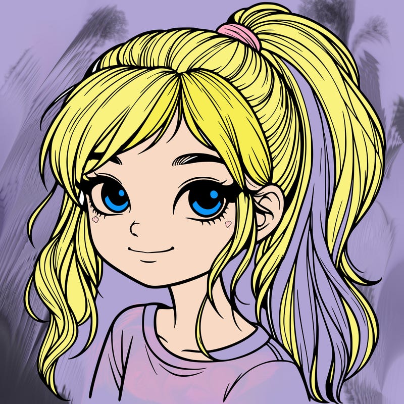 realistic girl with ponytail