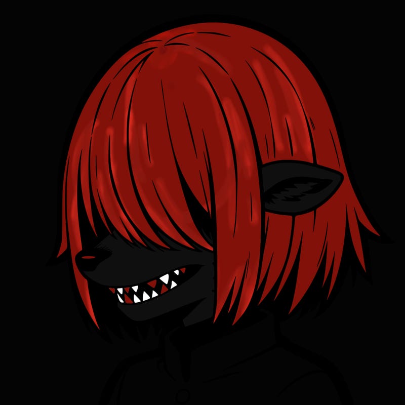 sharp teeth deer man with bob haircut