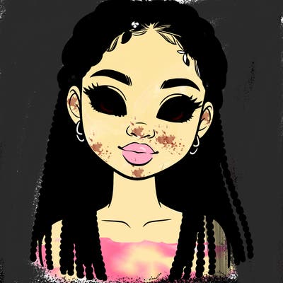 a realistic black girl with braids