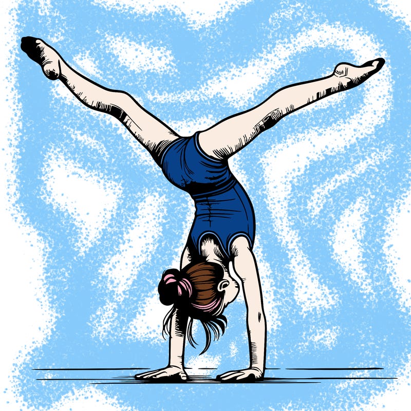 realistic gymnastic hand stand girl in four splits