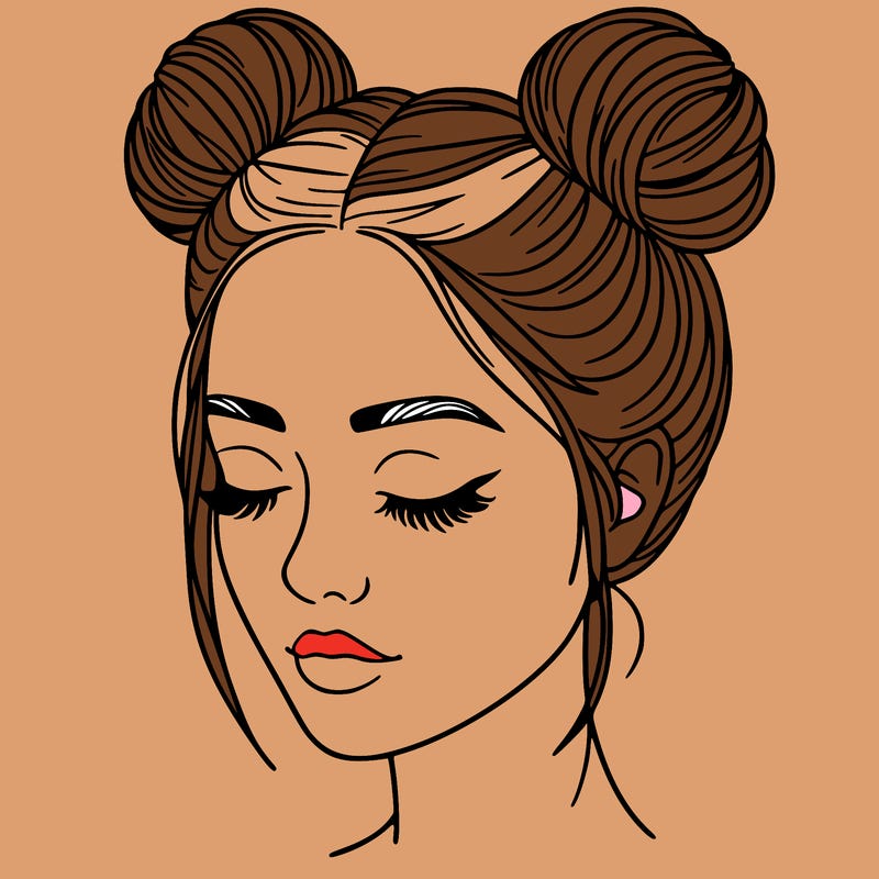 woman with hair buns