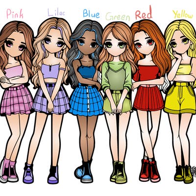 a group of girls realistic