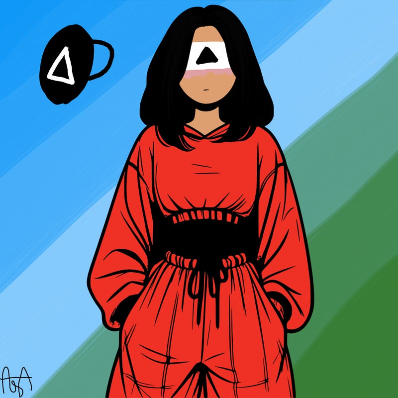 realistic girl faceless with baggy pants and a crop top